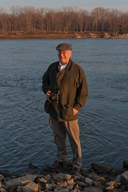 Mark S Abeln on wing dam in Missouri River at Saint Charles, Missouri, USA