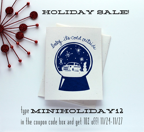 Holiday sale - handmade mini cooper gifts and stationery