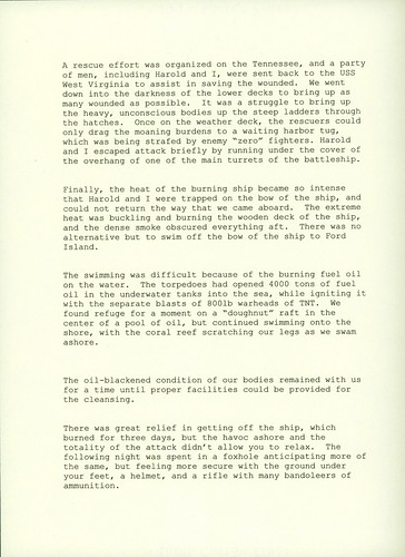Memories of Attack on Pearl Harbor, Richard Hall, Page 2 of 2