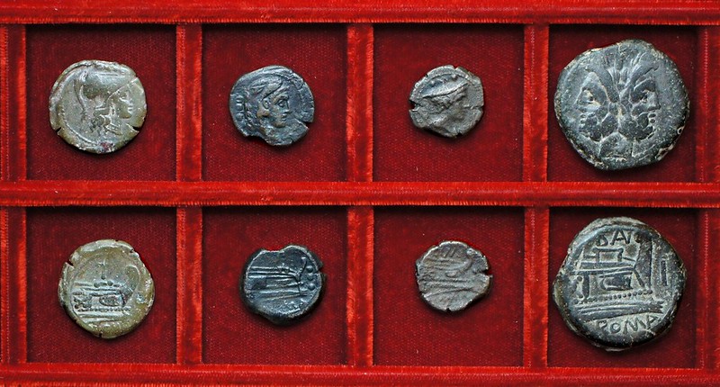 RRC 177 PT bronzes, RRC 178 CINA Cornelia sextans, RRC 179 BAL Naevia As, Ahala collection, coins of the Roman Republic