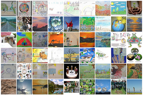 Collage of art submissions depicting climate-related topics for the GLOBE 2012 Calendar Art Competition