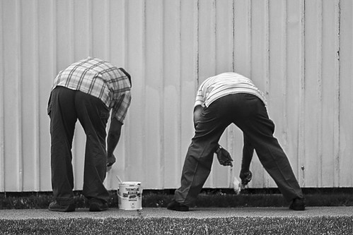 Fence Painters in Black and White