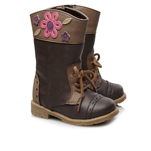 Flower Lace Up Boots for Girls