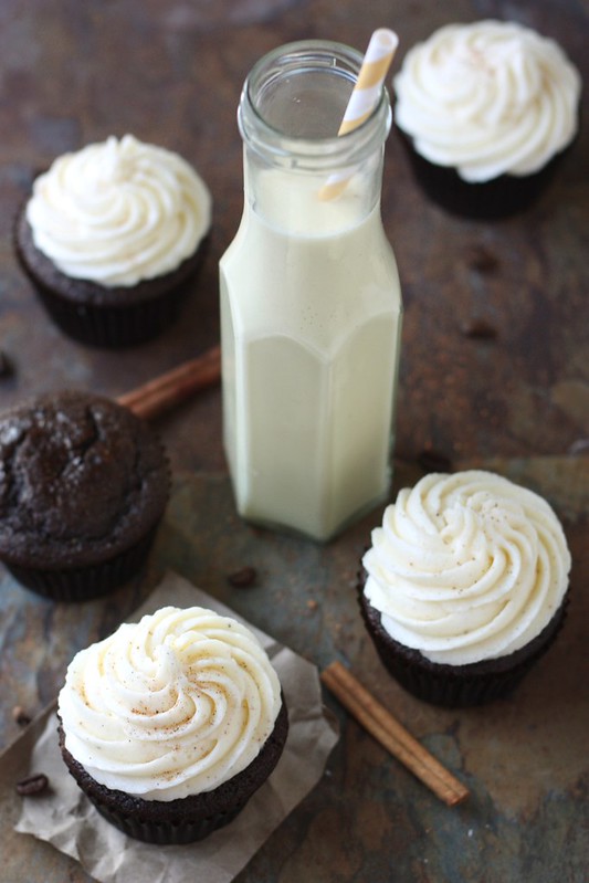 Spiced Chocolate Cupcakes with Eggnog Buttercream