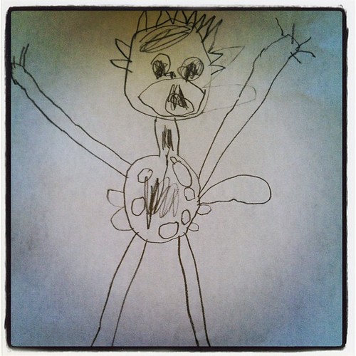 Eli's drawing this morning...I need a psychologist to analyze this one!