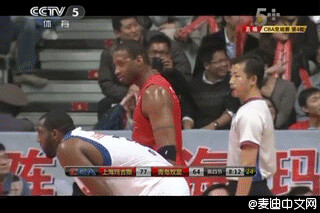 December 2nd, 2012 - Tracy McGrady points to Yao Ming in the stands