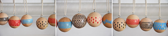 handmade holiday | painted wood ball ornaments