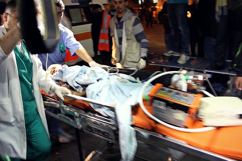 Baby rushed to Shifaa Hospital, Gaza