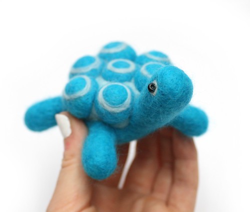 Blue Felted Turtle