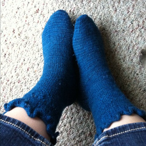 Day 3: Dye Dreams yarn I bought, Blackhearted knit by Cathy, felted so they fit me! #norepeatdec