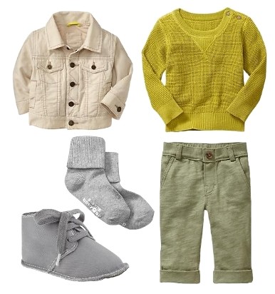 Knit sweater with cuffed pants for infant boys