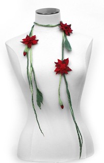 Red Felt Flower Necklace