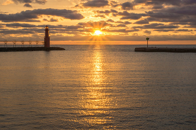 Sunrise, Star Effect, Lighthouse, Algoma, Wisconsin