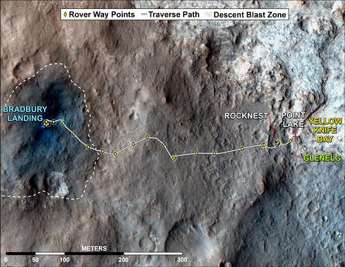 Curiosity: il percorso del rover da agosto a novembre 2012