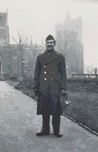 Dad in England WWII (Rescued and Posterized Snapshot) by randubnick