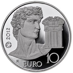Italy 10 Euro on Michelangelo obverse