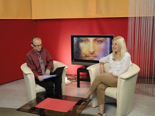 Vassula being interviewed at TV EXODUS