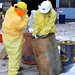 December 2, 2012 - Carefully working with drums of unknown liquids at the Staten Island Collection Area, Fresh Kills Landfill