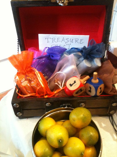 Dreidel draw treasure box + kumquats