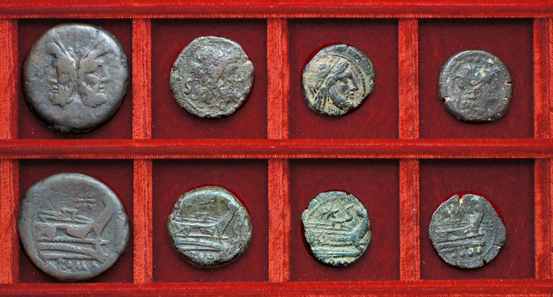 RRC 113 star as, semis, imitative semis RRC 113R star triens (not RRC 196), Ahala collection, coins of the Roman Republic