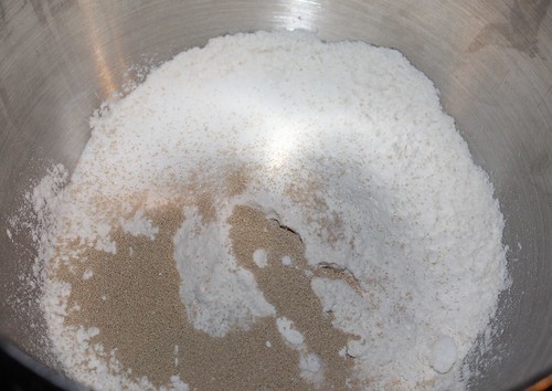 sugar, yeast, flour, garlic salt