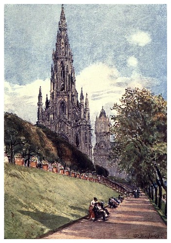 013-Monumento a Walter Scott-Edinburgh, painted by John Fulleylove- 1904