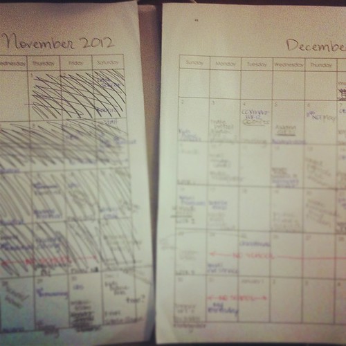 What holiday planning looks like around here. Lots of lines and scribbles.