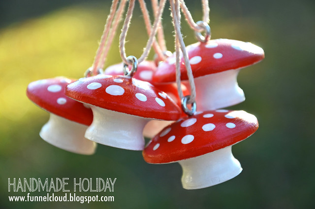 handmade holiday | wood mushroom ornaments