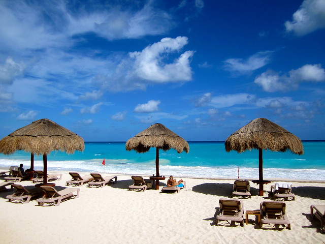 relaxing on cancun beach