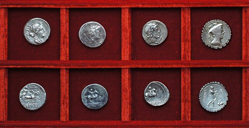 RRC 360 L.CENSORIN Marcia, RRC 361 P.CREPVSI Crepusia, RRC 362 C.MAMILI LIMETAN Mamilia, Ahala collection, coins of the Roman Republic
