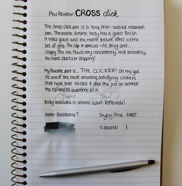 Cross Click Pen Writing Sample