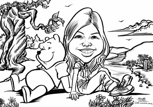 birthday caricature with Winnie the Pooh