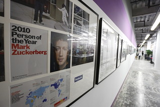 Mark Zuckerberg on wall at Facebook headquarters