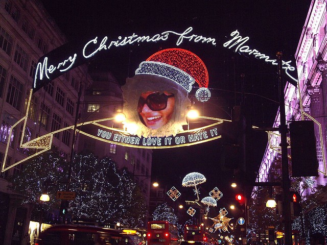 2012 Xmas lights in Oxford St, London, sponsored by Marmite
