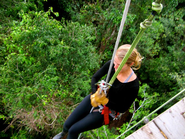 Peru Travel - repelling down in the amazon