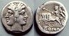 28 RRC 28/4 Half Quadrigatus drachm. Early Roman coinage. Janus, flat truncation; Jupiter, Victory in racing quadriga left, exergual legend. AM#1278-33 16mm 3g26