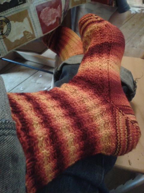 finished feet of flames socks