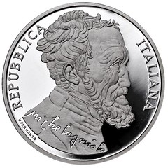 Italy 10 Euro on Michelangelo reverse