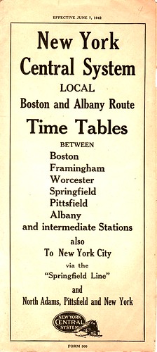 New York Central schedule cover