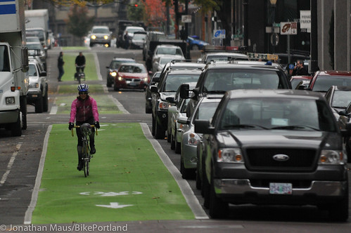 Green bike lanes Stark and Oak-4