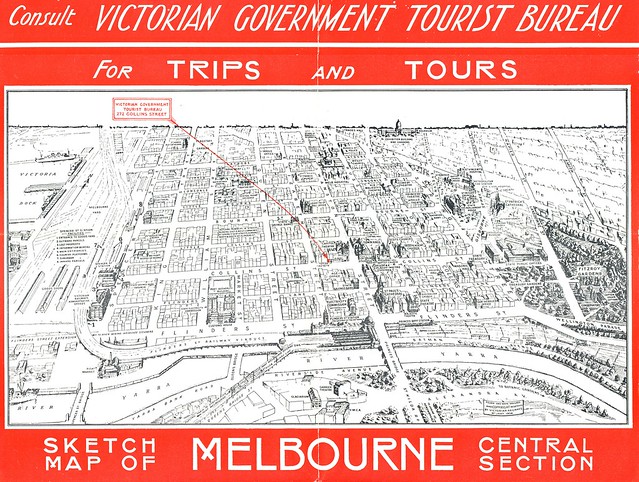 Map of Melbourne and Suburbs - 1939 Victorian Railways Map - Centre Map 1