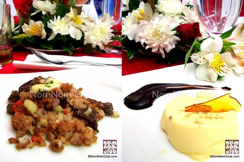 Ronnel's Sisig (left) & Mac's Leche Flan (right); Tolit's Dish is Top Photo