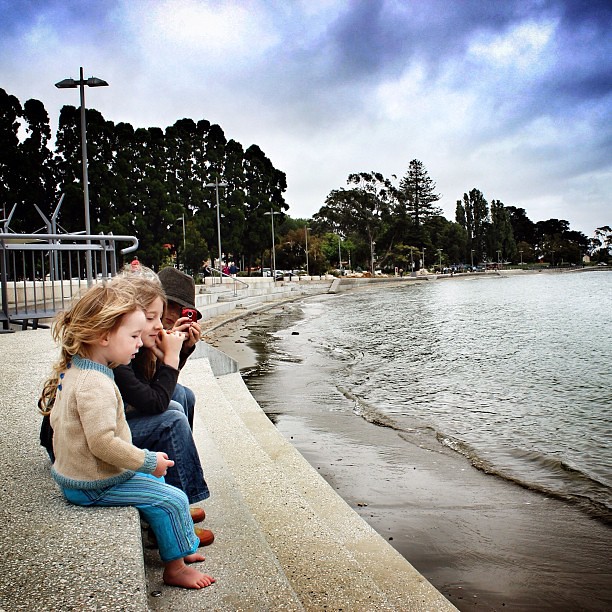 Took the girls to see the king tide this morning. #unschooling