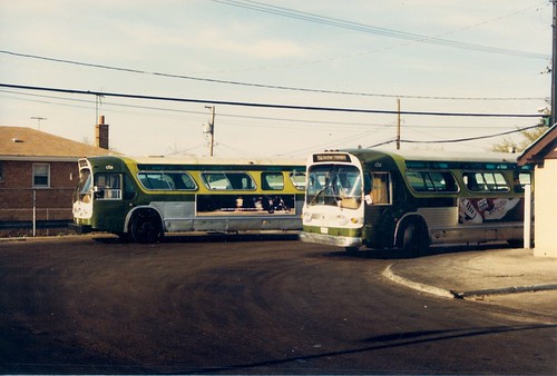 The Chicago Transit Authority bus terminal loop at South Archer and Neva Avenues.  Chicago Illinois.  April 1988. by Eddie from Chicago