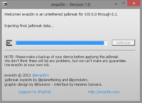Evasi0n jailbreak tool iOS 6.1