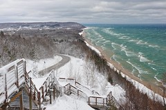 "Inspiration Point"  Bluff overlooking Lake Michigan and the little town of Arcadia, Michigan by Michigan Nut
