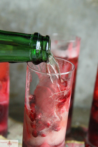 Raspberry Pomegranate Champagne Cocktail