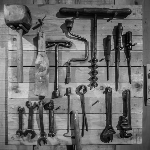 old tools on the wall
