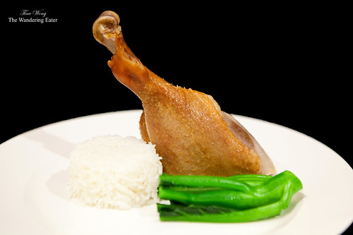 Steamed homemade Chinese cured goose leg (臘鹅腿) for dinner