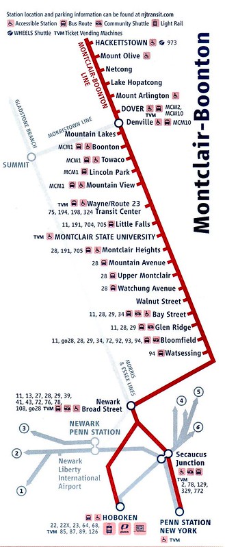 NJT Montclair-Boonton Map